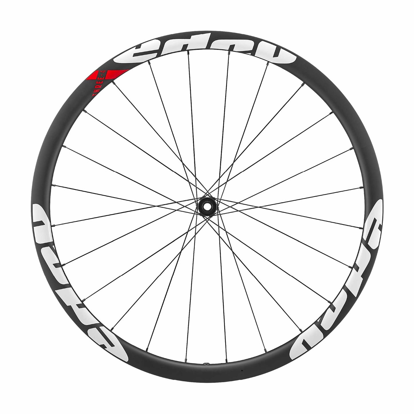 34mm deep carbon fibre wheelset with red white logos
